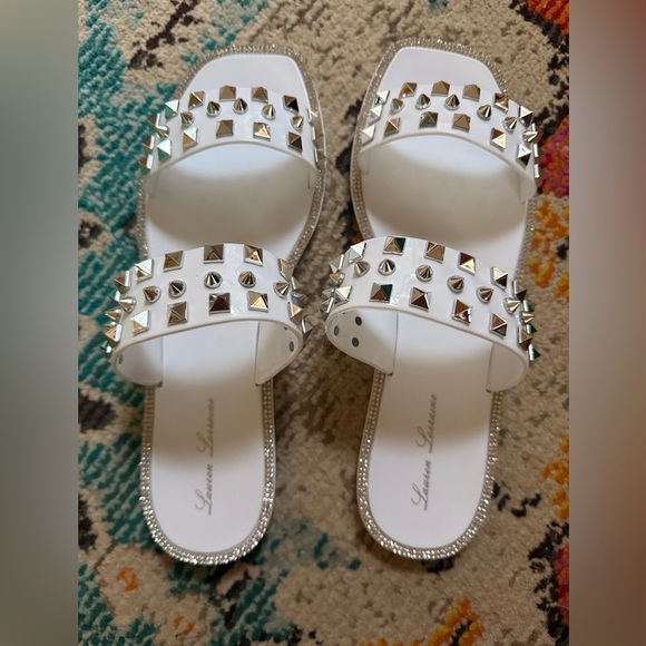 Lauren Lorraine White Studded Sandals in “Studley” - Picture 3 of 4